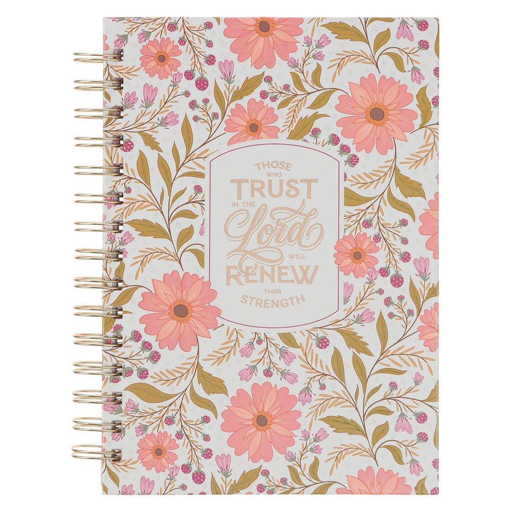 Cuaderno Argollado “Confía” Floral Coral – Isaías 40:31