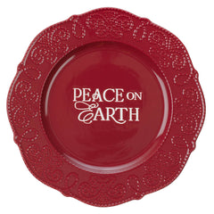 Plato Decorativo Peace on Earth Rojo Cerámico