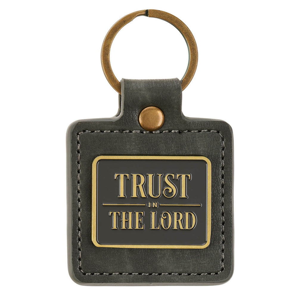 Llavero Trust in the Lord Gris en Cuero Sintético – Salmo 37:3