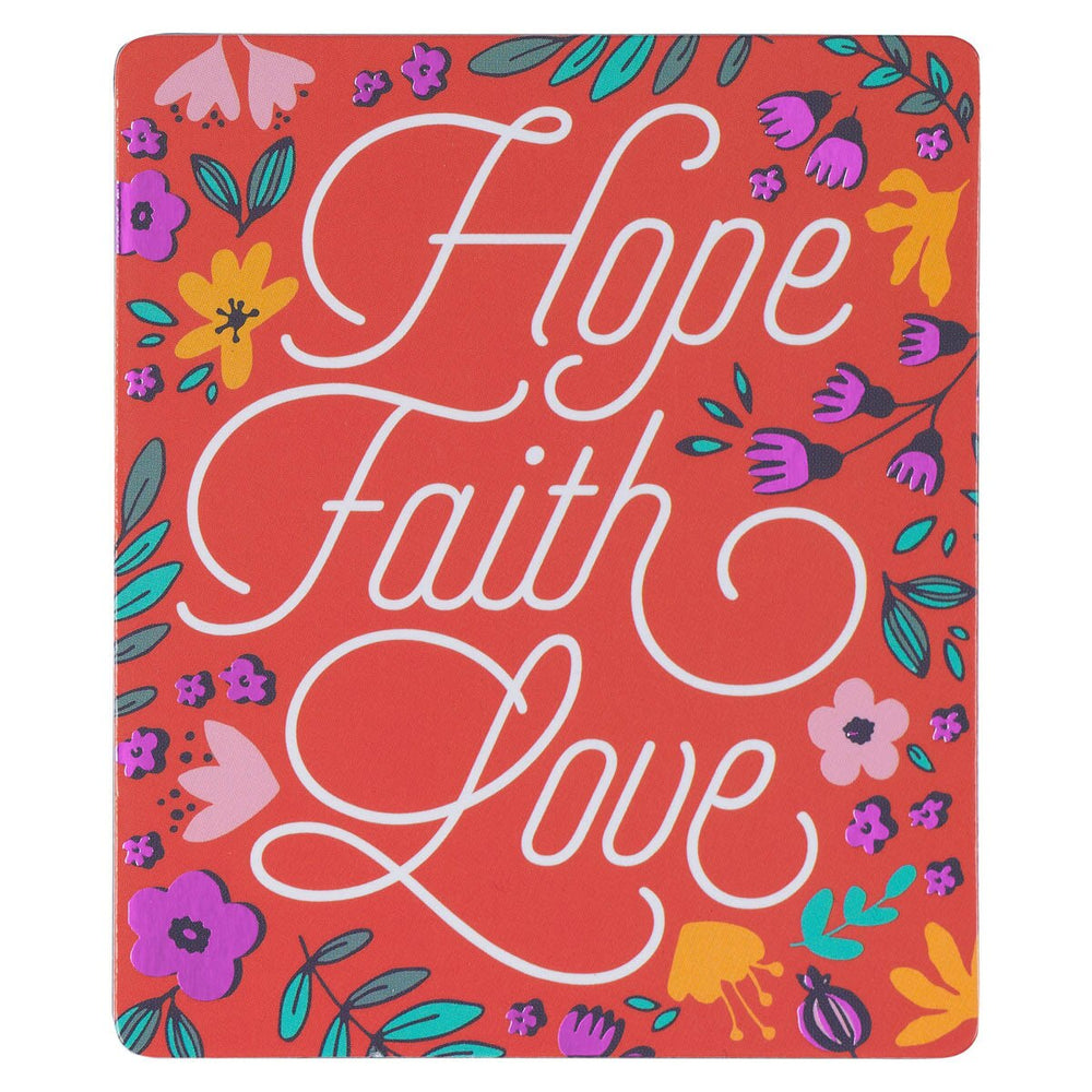 Imán Decorativo Hope Faith Love con Diseño Floral