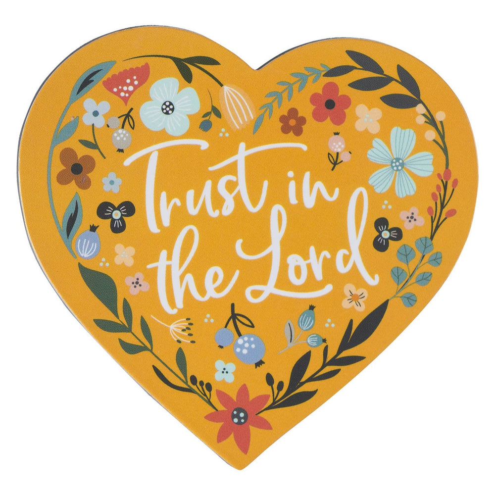 Imán en Forma de Corazón “Confía en el Señor” con Diseño Floral