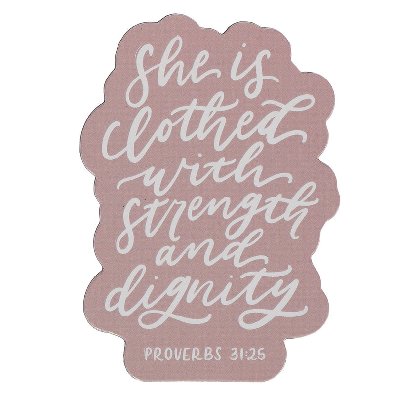 Imán Decorativo Strength and Dignity Rosa – Proverbios 31:25