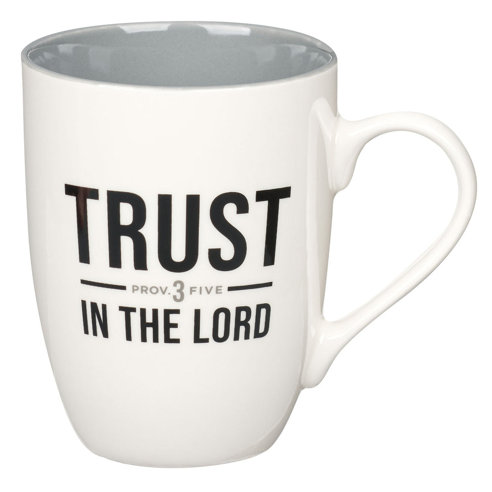 MUG GRIS Y BLANCO "TRUST IN THE LORD"