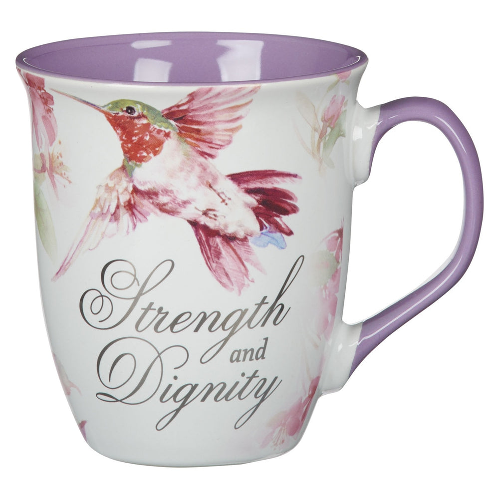 Mug púrpura, colibrí "Stregth & Dignity"