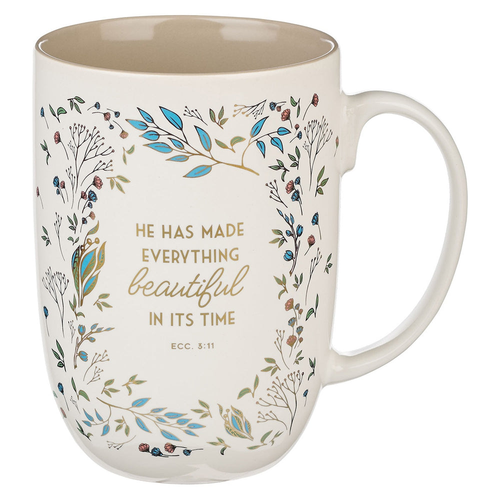 Mug Everything Beautiful Floral Crema – Eclesiastés 3:11