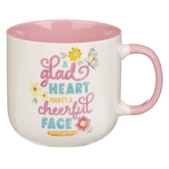 Mug Pink A Glad Heart Makes A Cheerful Face -  Prov. 15:13