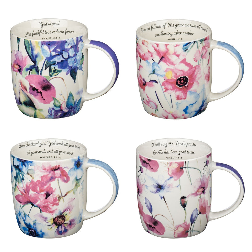 JUEGO DE MUGS DE CAFE DE CUATRO PIEZAS "SEEDS OF LOVE "