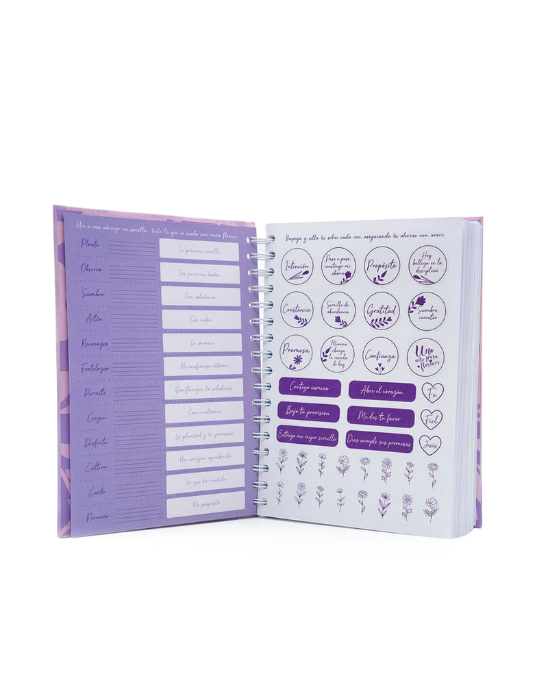 Agenda de ahorro con sobres multipropósitos, color Morado
