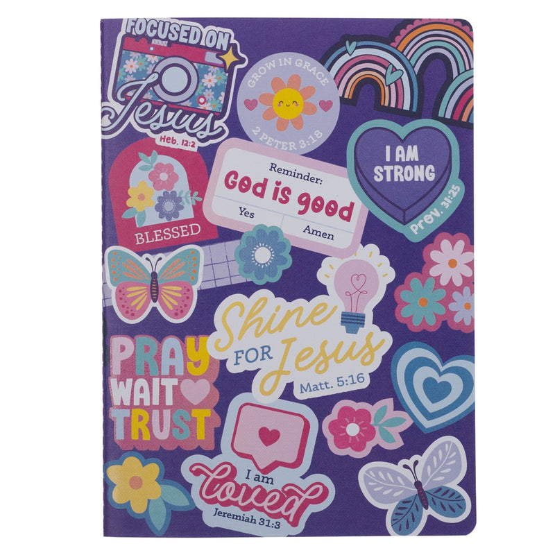 CUADERNO CON STICKERS BRILLA POR JESÚS MATEO 5:16