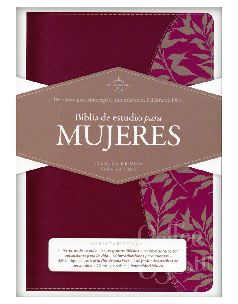Biblia de estudio para mujer, vino tinto/ fucsia símil piel con índice - RVR 1960