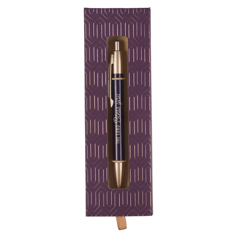 BOLÍGRAFO GEOMÉTRICO MORADO "LORD BLESS YOU"