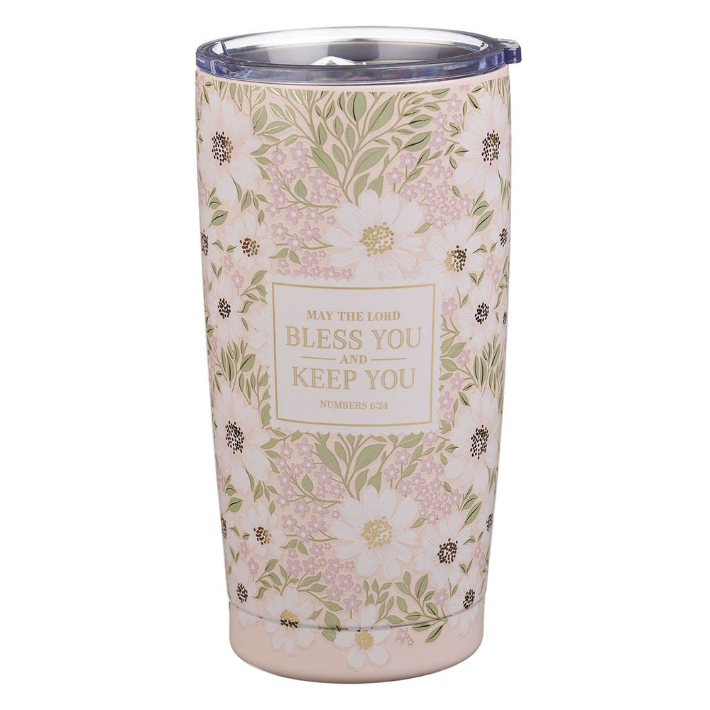 Termo en Acero Inoxidable Bless and Keep You Floral Rosa – Números 6:24