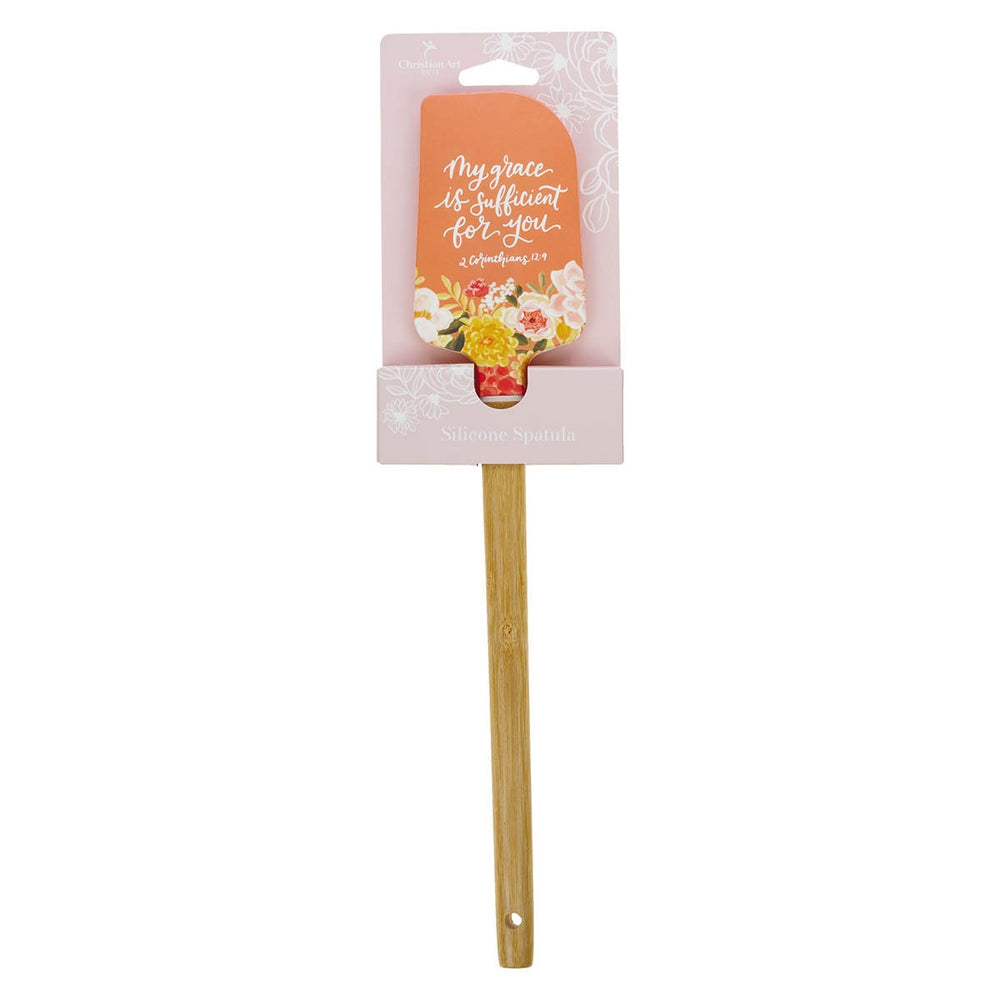 Espátula de Silicona Floral “Mi Gracia es Suficiente” – 2 Corintios 12:9