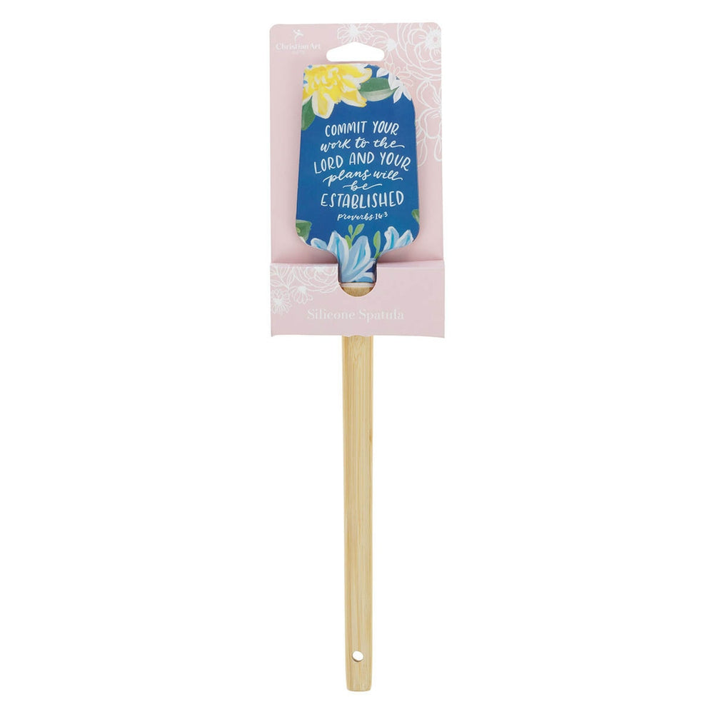 Espátula de Silicona Floral “Encomienda tu Trabajo al Señor” – Proverbios 16:3