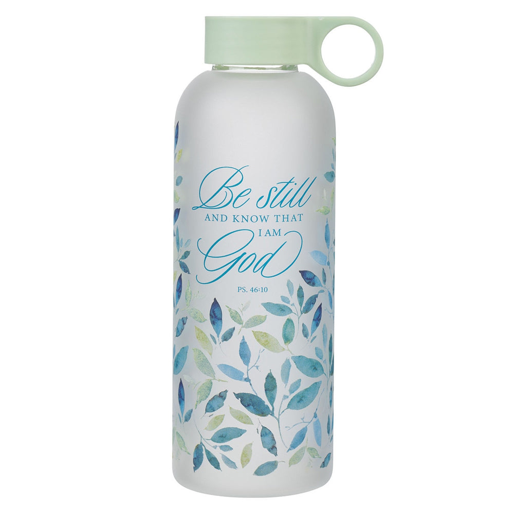 Botella de agua de vidrio, be still - Psalm 46:10