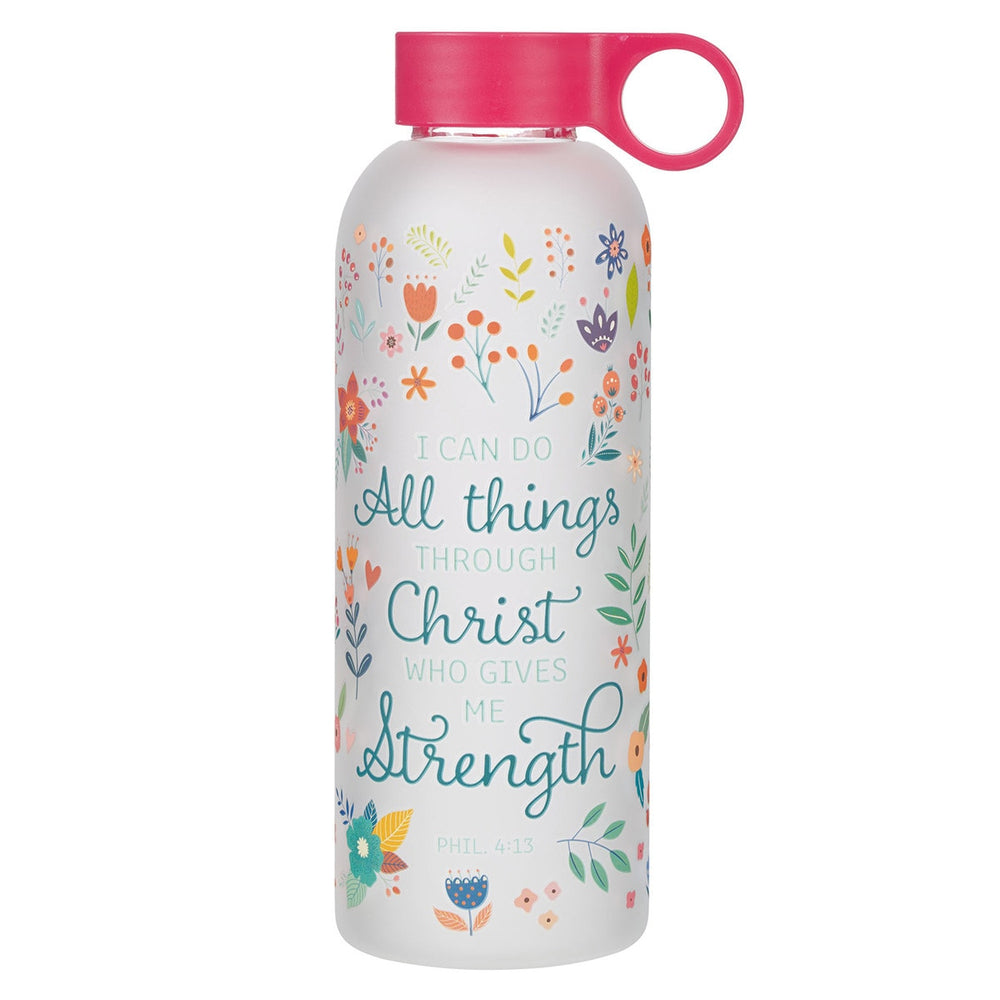 Botella de agua de vidrio, I can do - Philippians 4:13