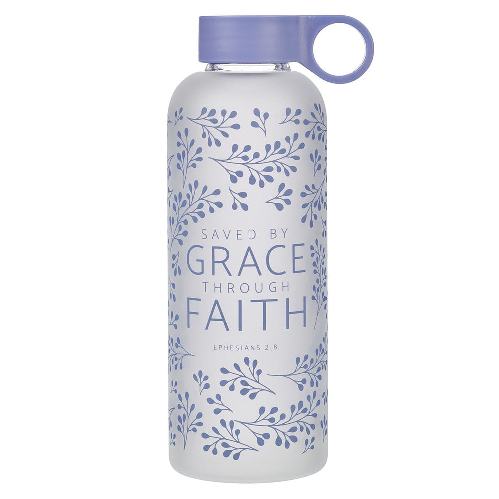 Botella de agua de vidrio, saved by grace - Ephesians 2:8