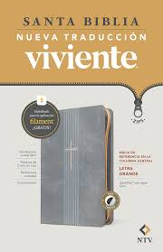 Biblia de referencia, letra grande de zíper con Filament, SentiPiel Gris, Índice, Letra Roja - NTV