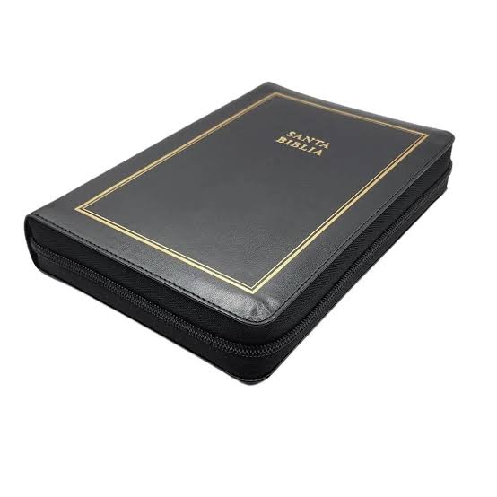 Biblia RVR 1960, letra gigante, con cierre e imitacion piel Negro con índice