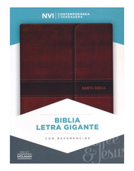 Biblia letra gigante, marrón simil piel, solapa con imán - NVI