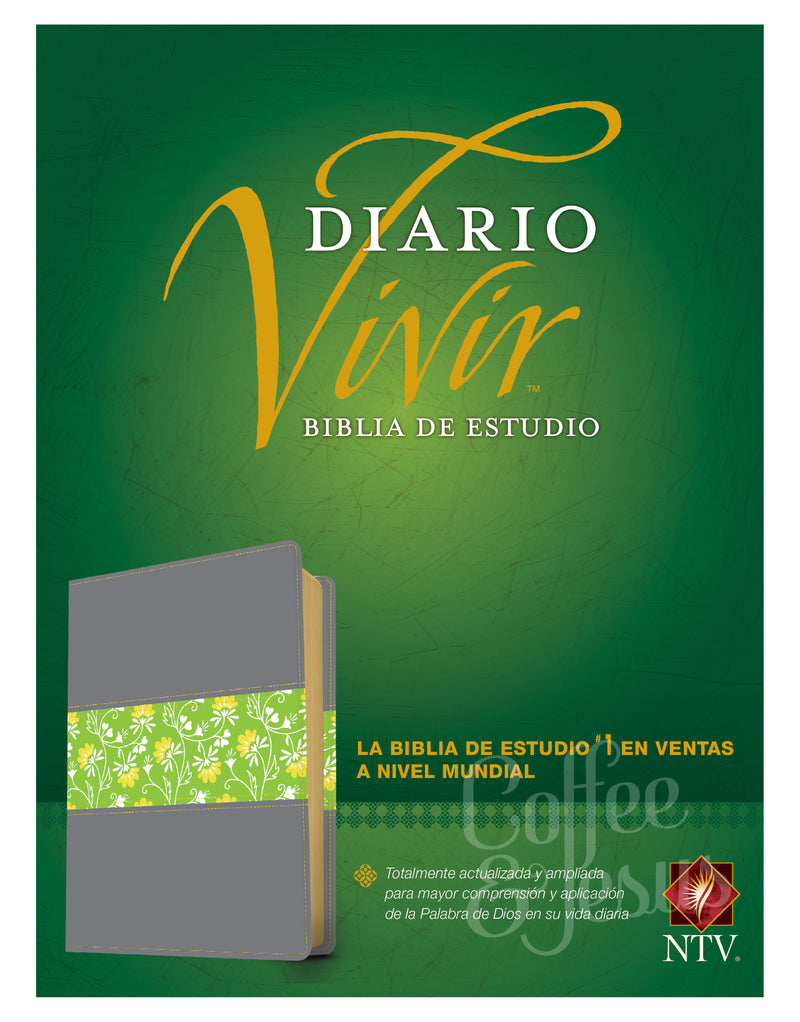 Biblia de estudio del diario vivir, sentipiel gris/verde - NTV