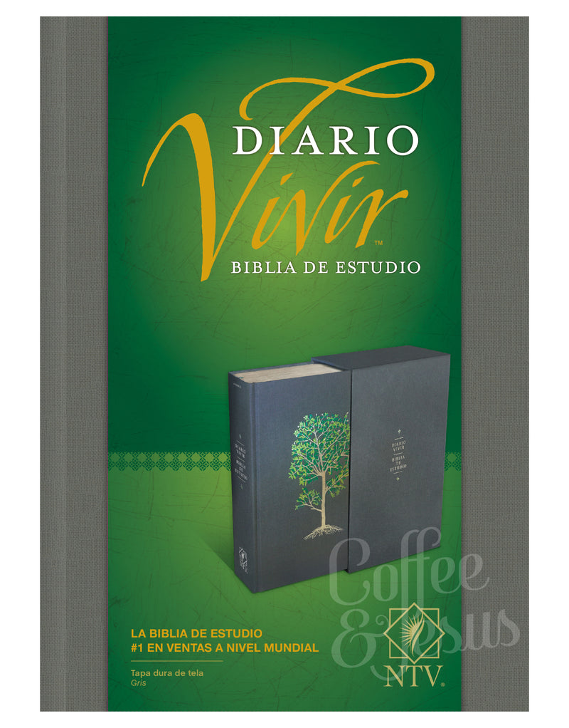 Biblia de estudio del diario vivir con estuche de tela gris árbol- NTV