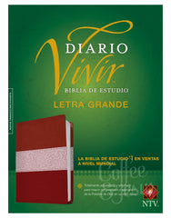 Biblia de estudio del diario vivir, sentipiel letra grande vino tinto/rosa - NTV