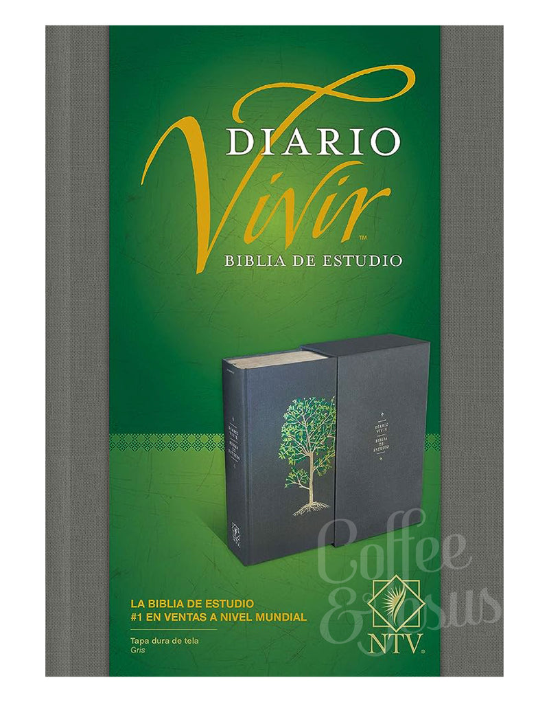 Biblia de estudio del diario vivir tapa dura tela gris con árbol índice - NTV
