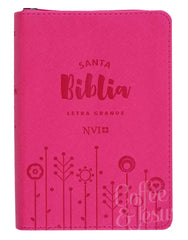 Biblia letra grande, fucsia con cierre tamaño mediano - NVI
