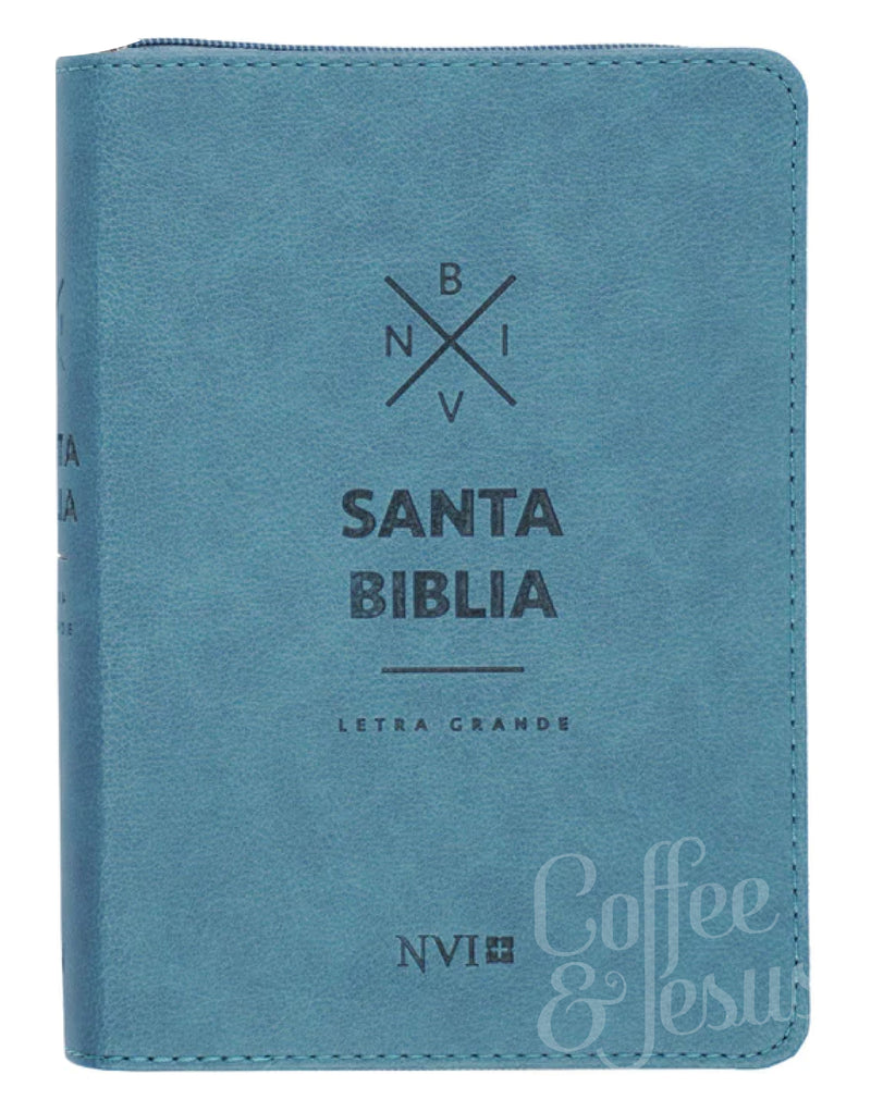 Biblia letra grande, azul con cierre tamaño mediano - NVI