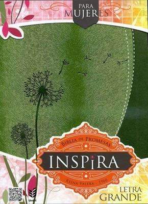 Biblia de promesas, inspira letra grande piel especial verde - RVR 1960