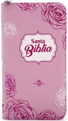 Biblia tipo agenda pequeña flor rosada - RVR 1960