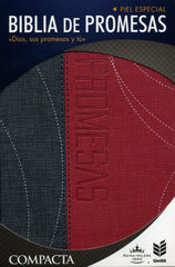 Biblia de promesas, compacta semipiel gris y rojo - RVR 1960
