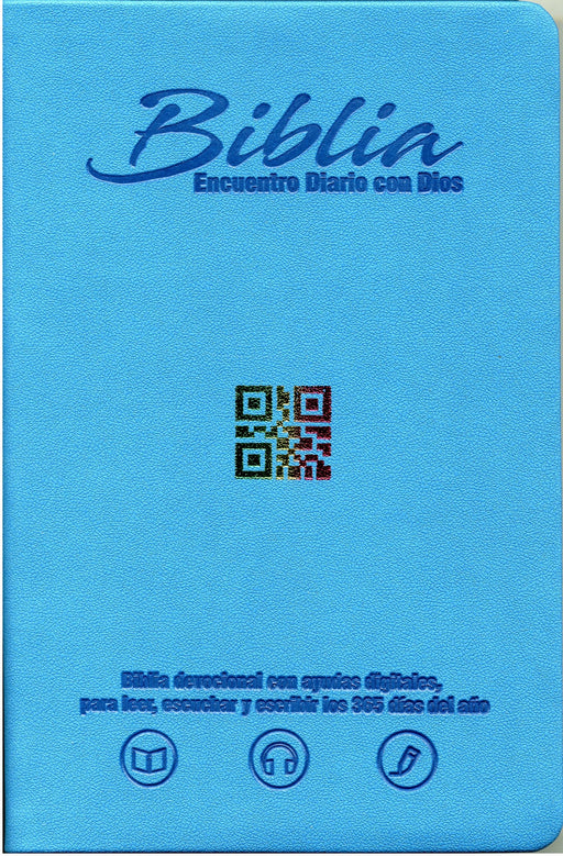 Biblia encuentro diario con Dios, azul claro QR - RVC - Coffee & Jesus