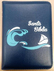 Biblia pequeña de bolsillo con cierre, color azul - RVR 1960