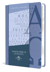 Biblia RVR 1960 letra grande tamaño manual, simil piel azul celeste con nombres de Dios