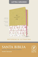Biblia sentipiel marrón con flores y letra grande - NTV