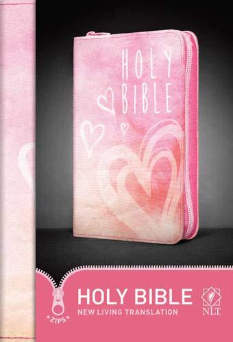 Biblia rosada ziper Inglés - NLT