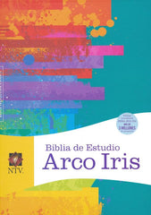 Biblia de estudio arco Íris símil piel frambuesa- NTV