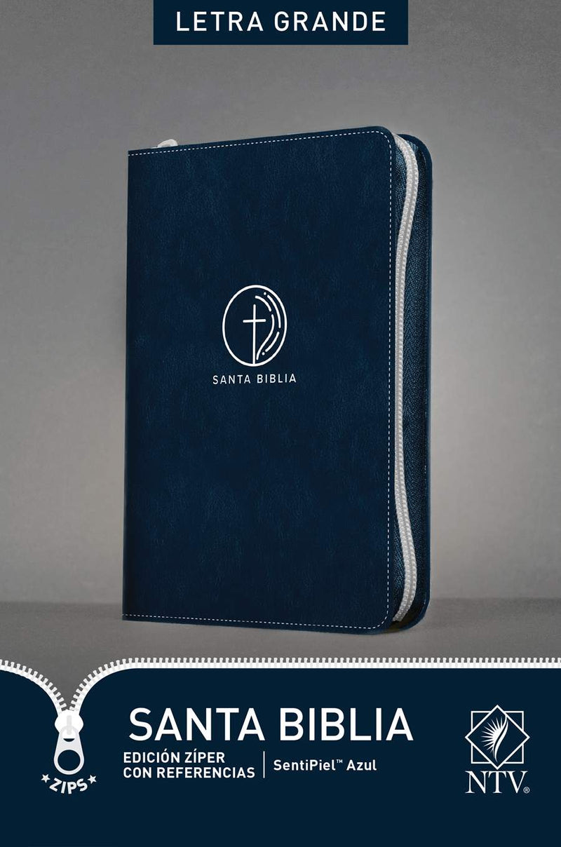 Biblia edición zipper con referencias azul sentipiel- NTV