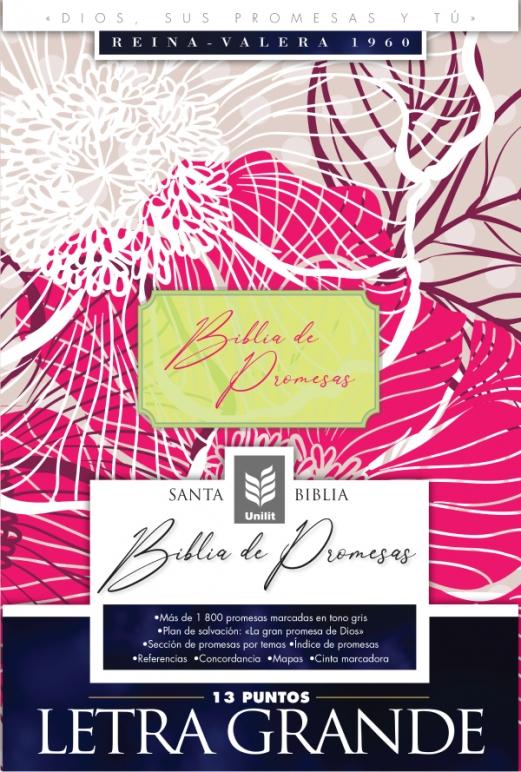 Biblia de promesas con indice, floral, letra grande - RVR 1960 - Coffee & Jesus