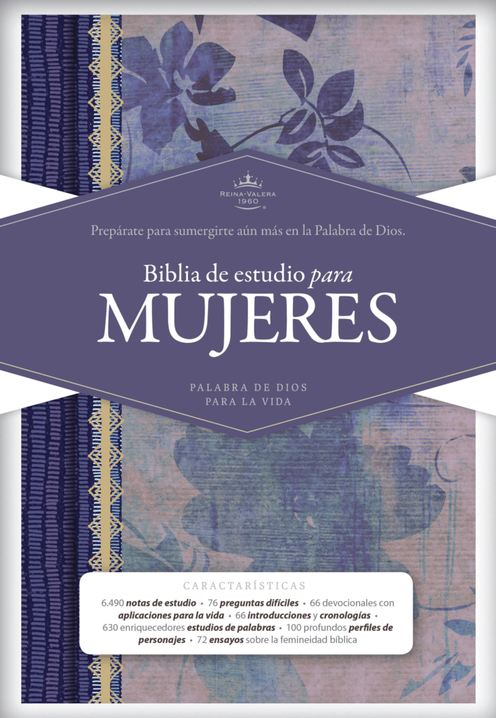 Biblia de estudio para mujeres, azul floreado en tela con indice - RVR - Coffee & Jesus