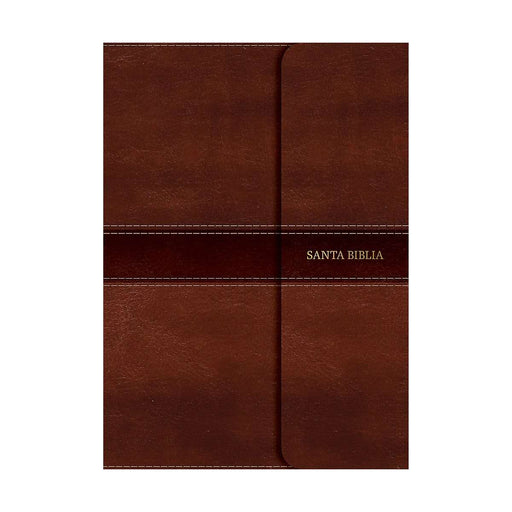 Biblia letra grande marrón simil piel con solapa - NVI - Coffee & Jesus