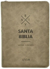 Biblia letra grande, marrón con cierre tamaño mediano - NVI