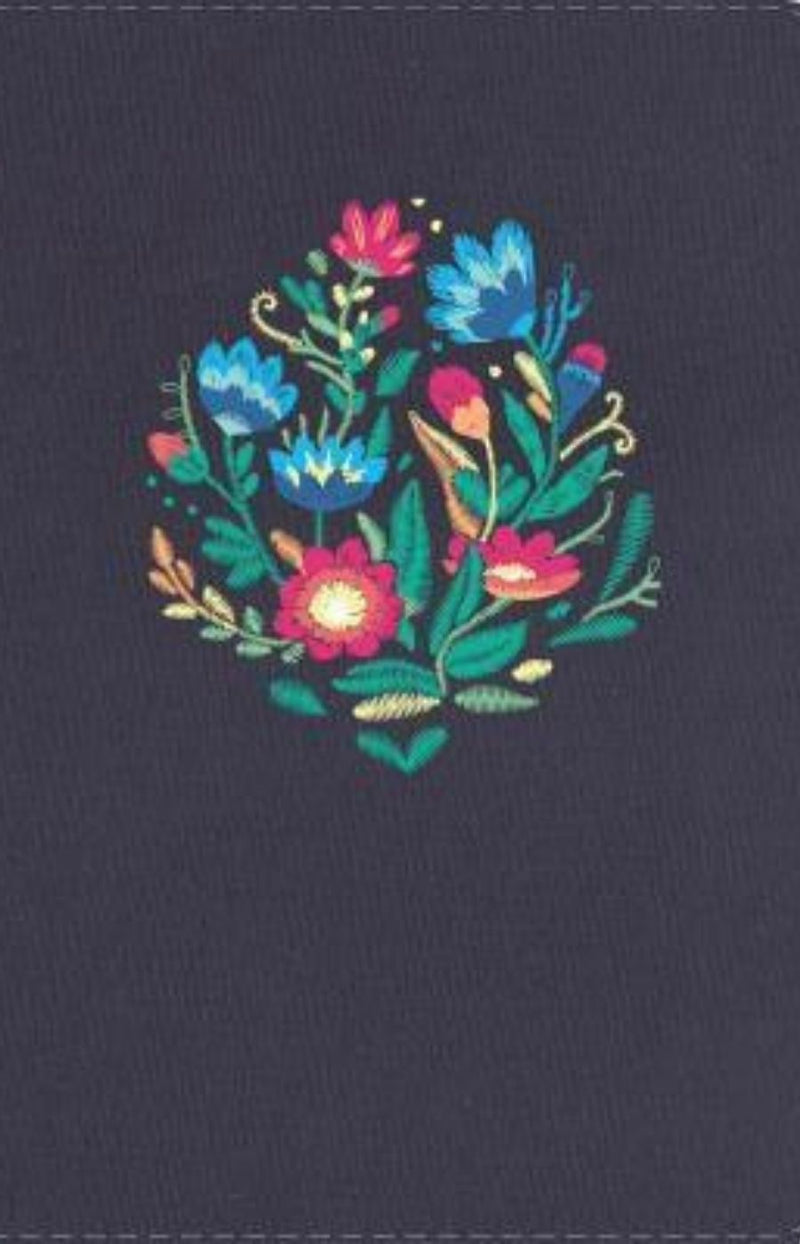 Biblia tamaño manual azul bordado sobre tela, letra grande - NVI