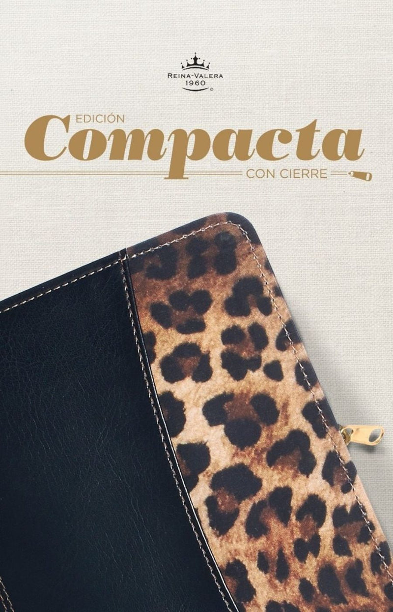 Biblia compacta referencias, negro leopardo con cierre - RVR 1960