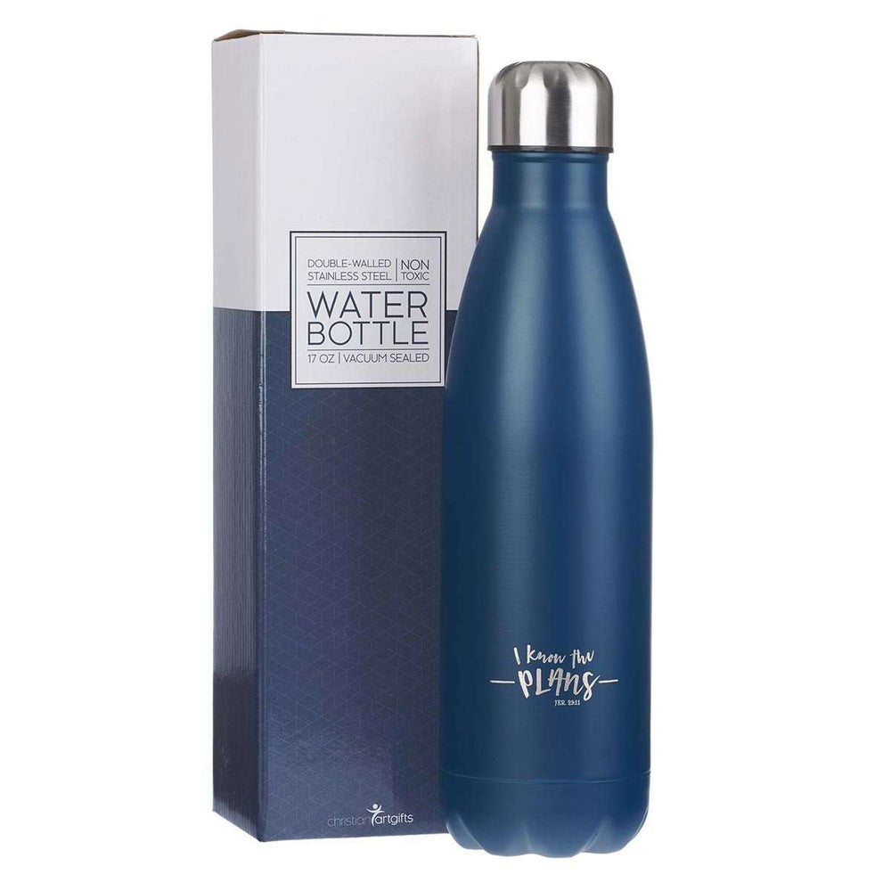 Botella metálica para agua- Jer 29:11- Azul