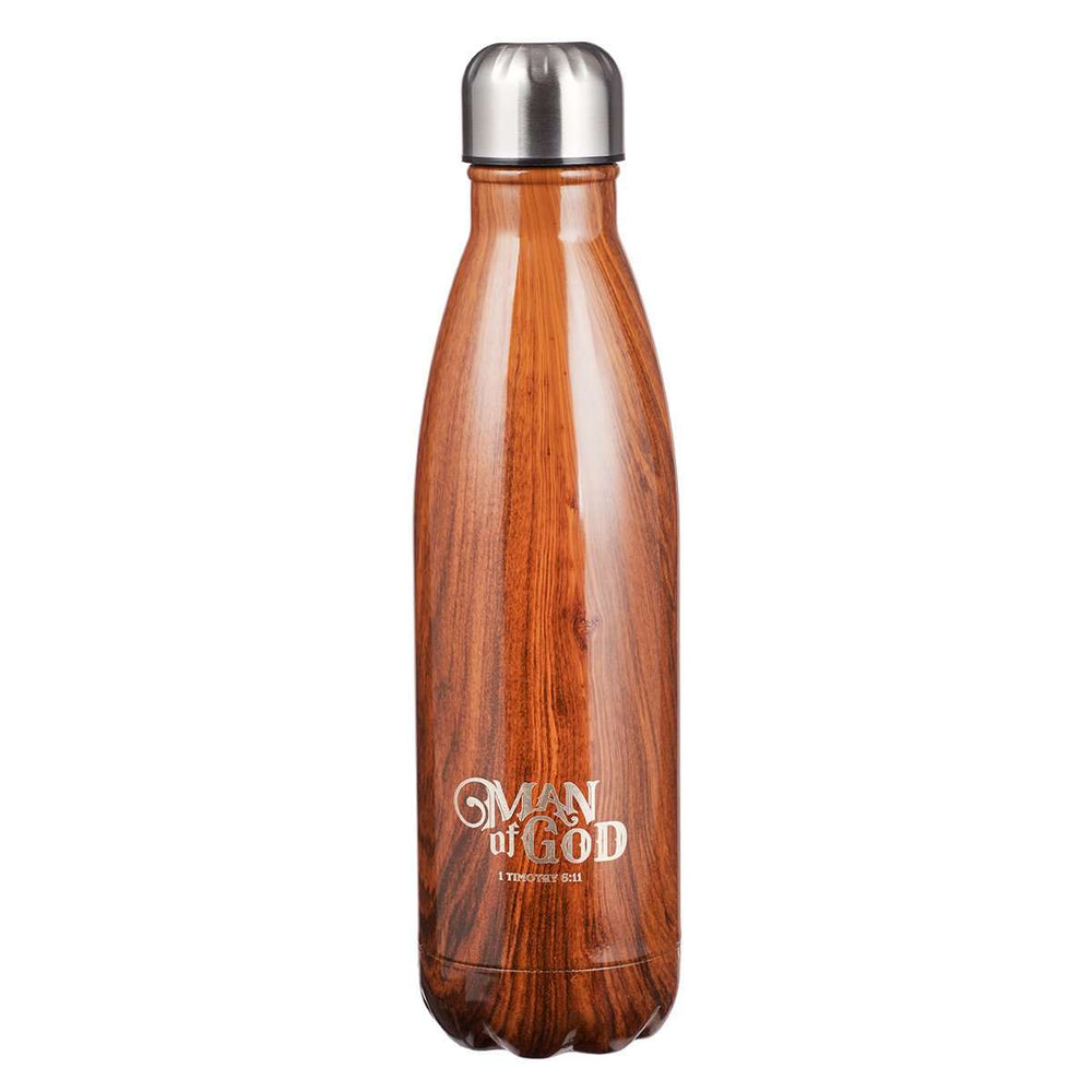 Botella metálica para agua - Man Of God-  Madera