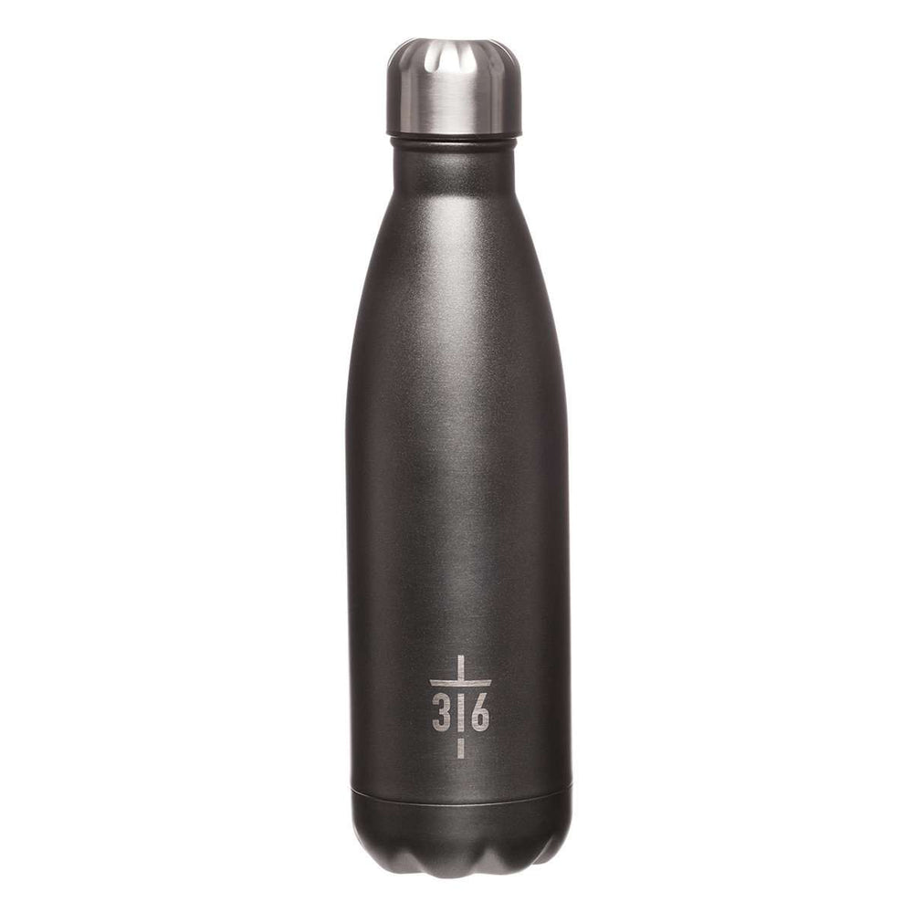 Botella metálica para agua 3:16 Cross- Negra