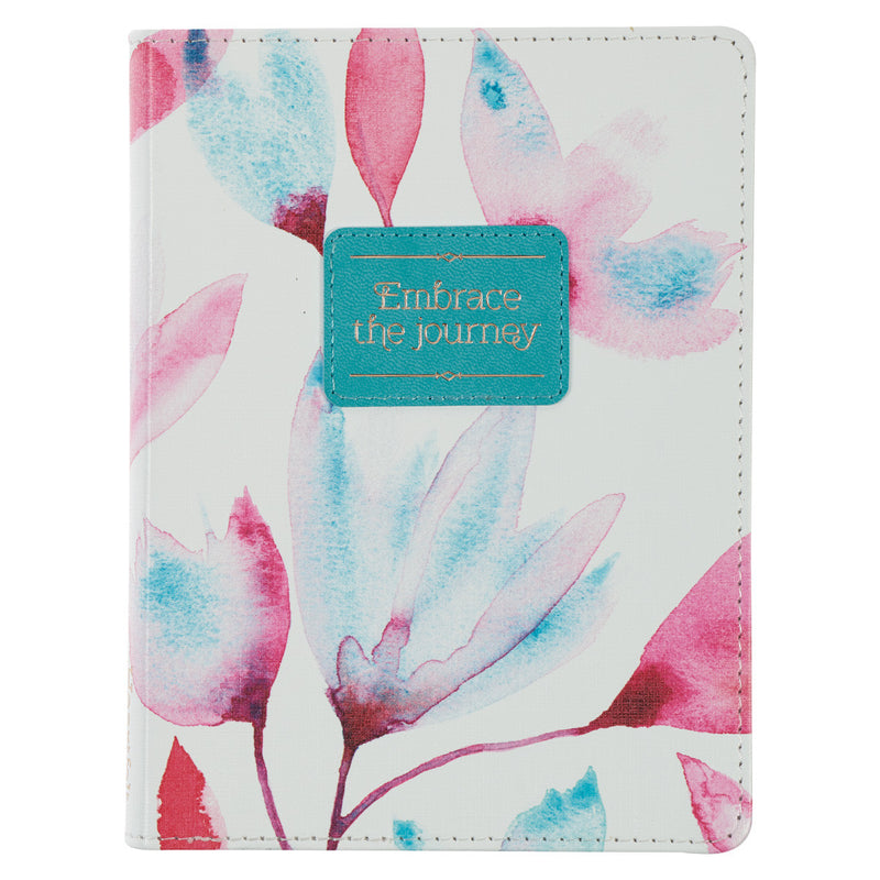 Diario, imitación piel, edición bolsillo - Embrace the journey - Pink petals